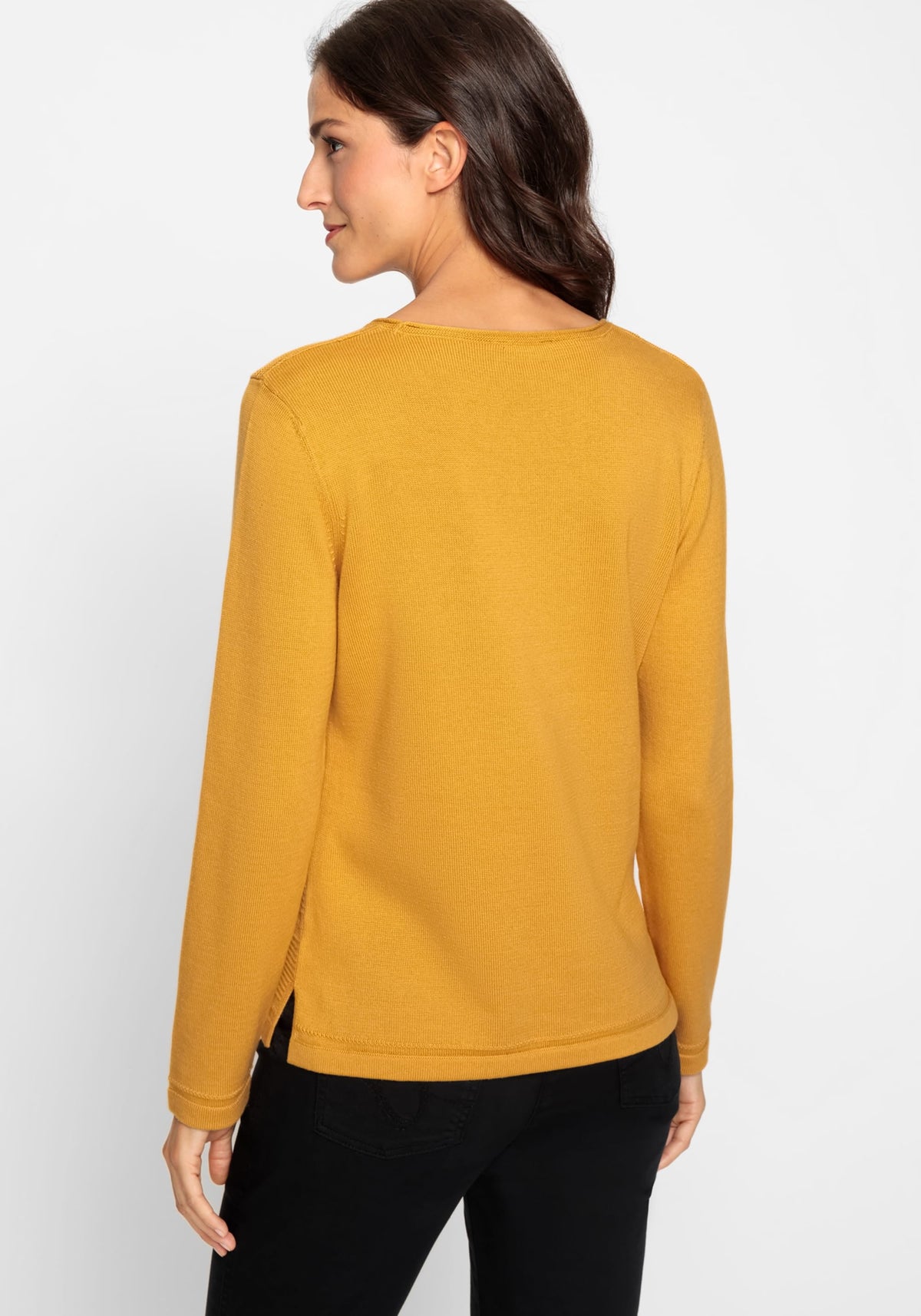 Cotton Blend Long Sleeve Rib Knit Pullover
