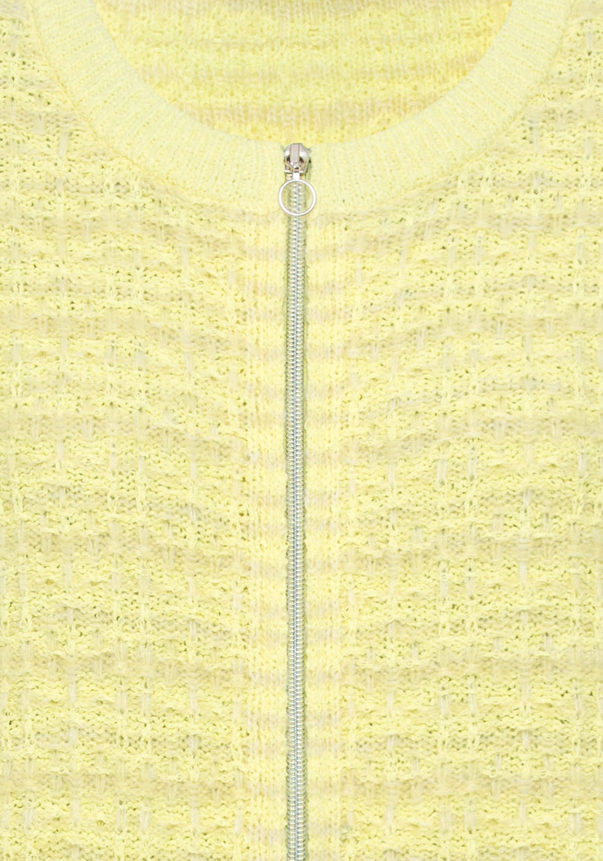 Cotton Blend Long Sleeve Tweed Knit Zip Front Cardigan