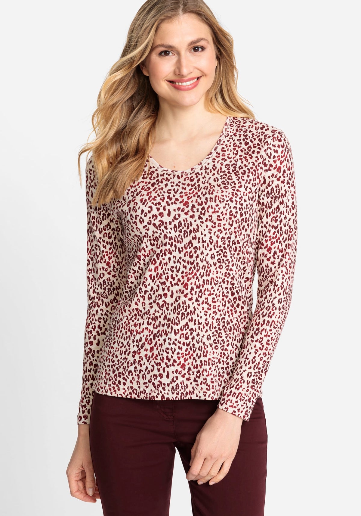 100% Cotton Long Sleeve Leopard Print T-Shirt