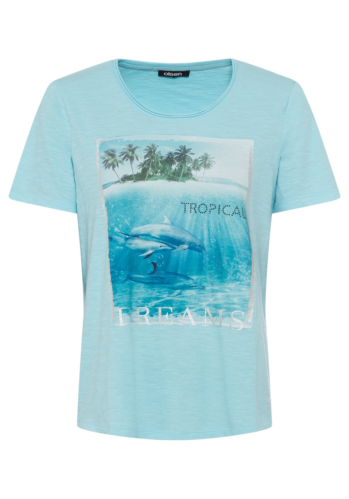 100% Cotton Short Sleeve Dolphin Placement Print Tee