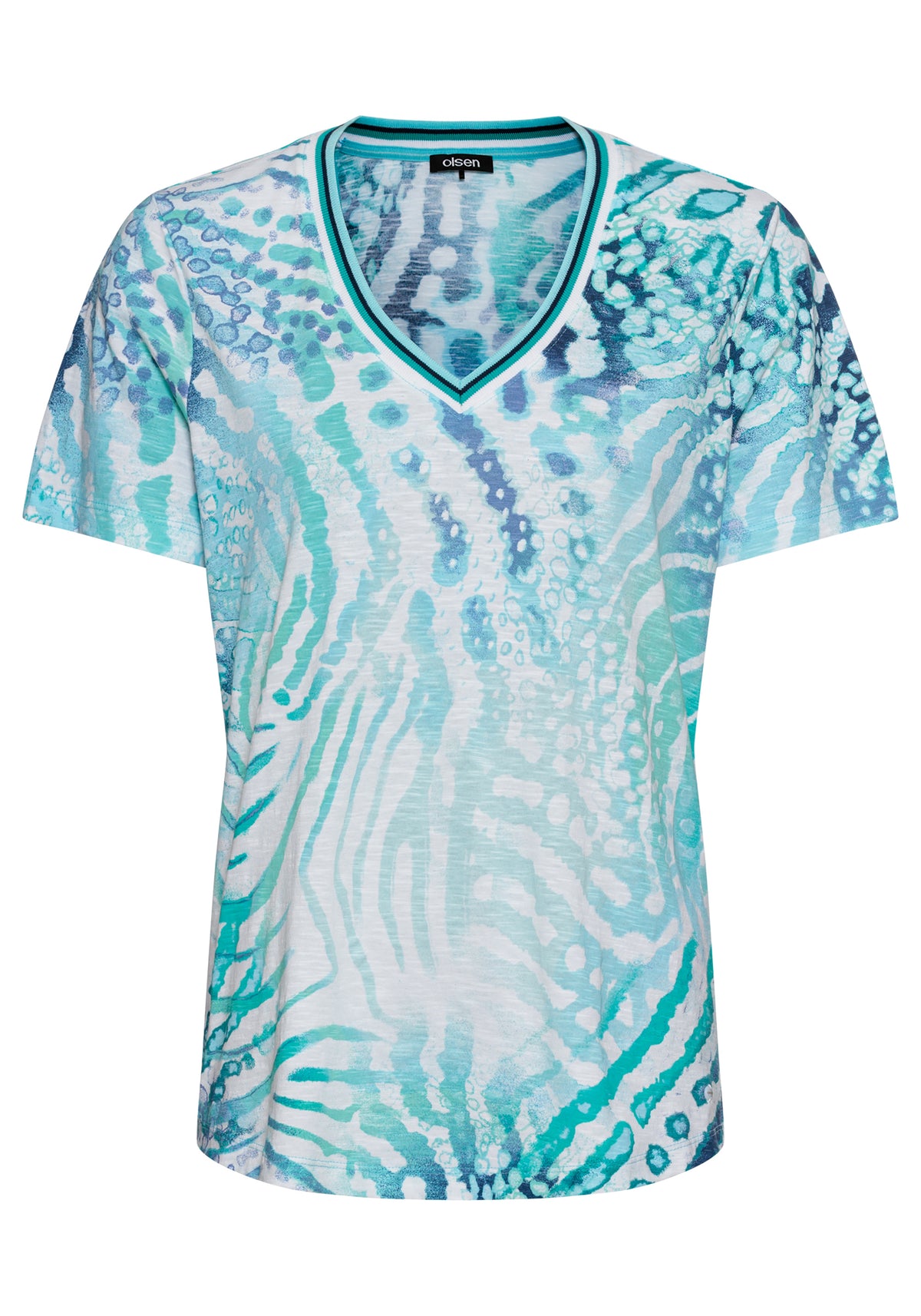 100% Cotton Short Sleeve Water and Placement Print T-Shirt