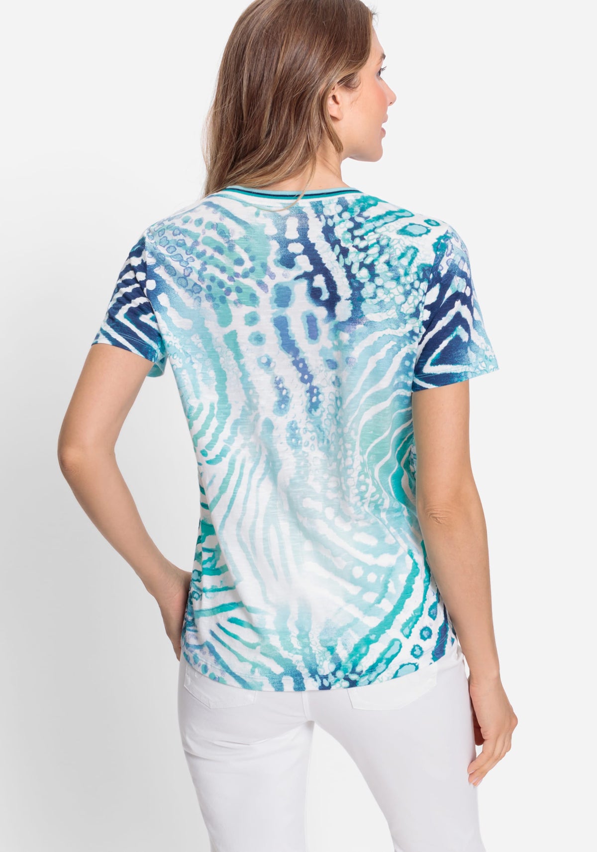 100% Cotton Short Sleeve Water and Placement Print T-Shirt