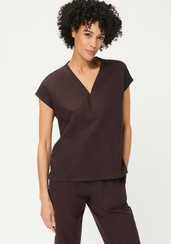 Solid Mixed Media Tunic T-Shirt - Olsen Fashion