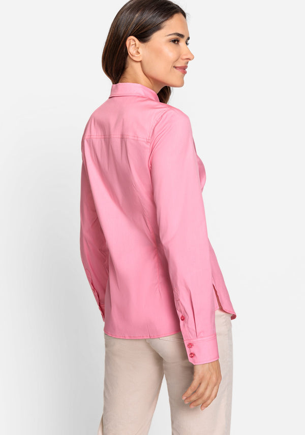 Cotton Blend Long Sleeve Poplin Shirt - Olsen Fashion Canada