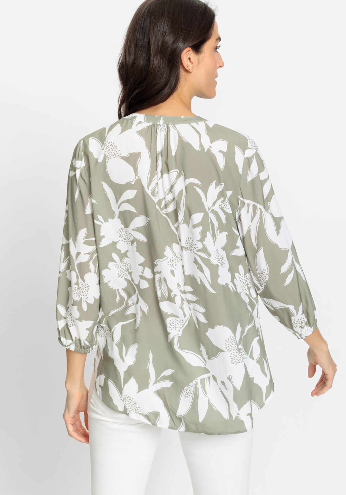 Pure Viscose 3/4 Sleeve Abstract Floral Tunic Blouse