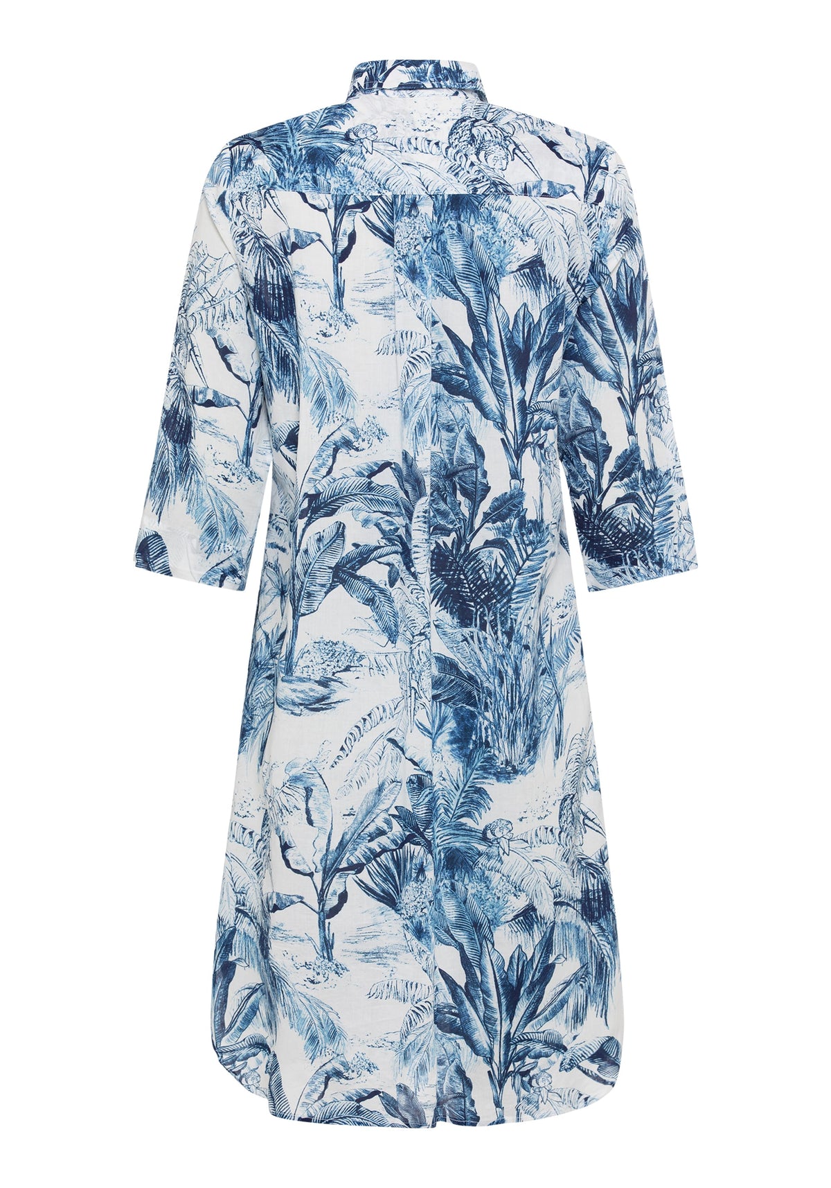 100% Cotton 3/4 Sleeve Tropic Leaf Print Dress