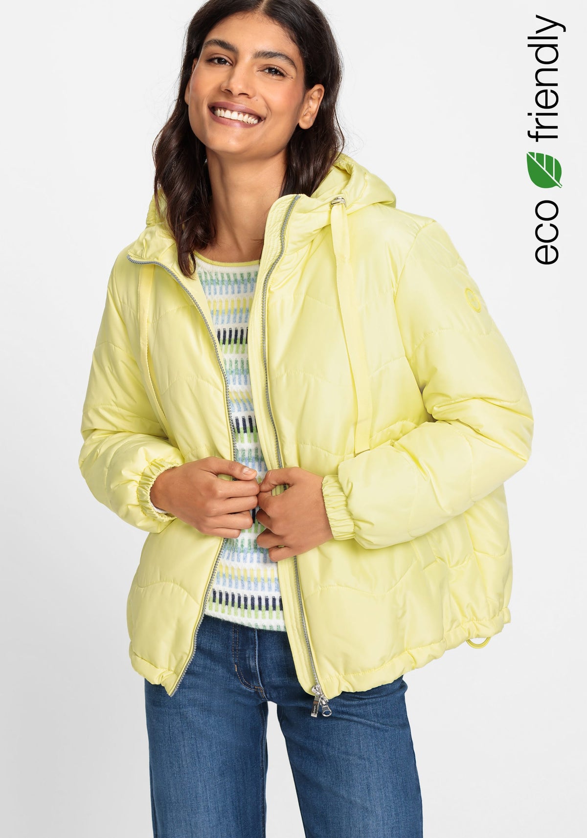 Long Sleeve Quilted Jacket with Hood containing REPREVE®