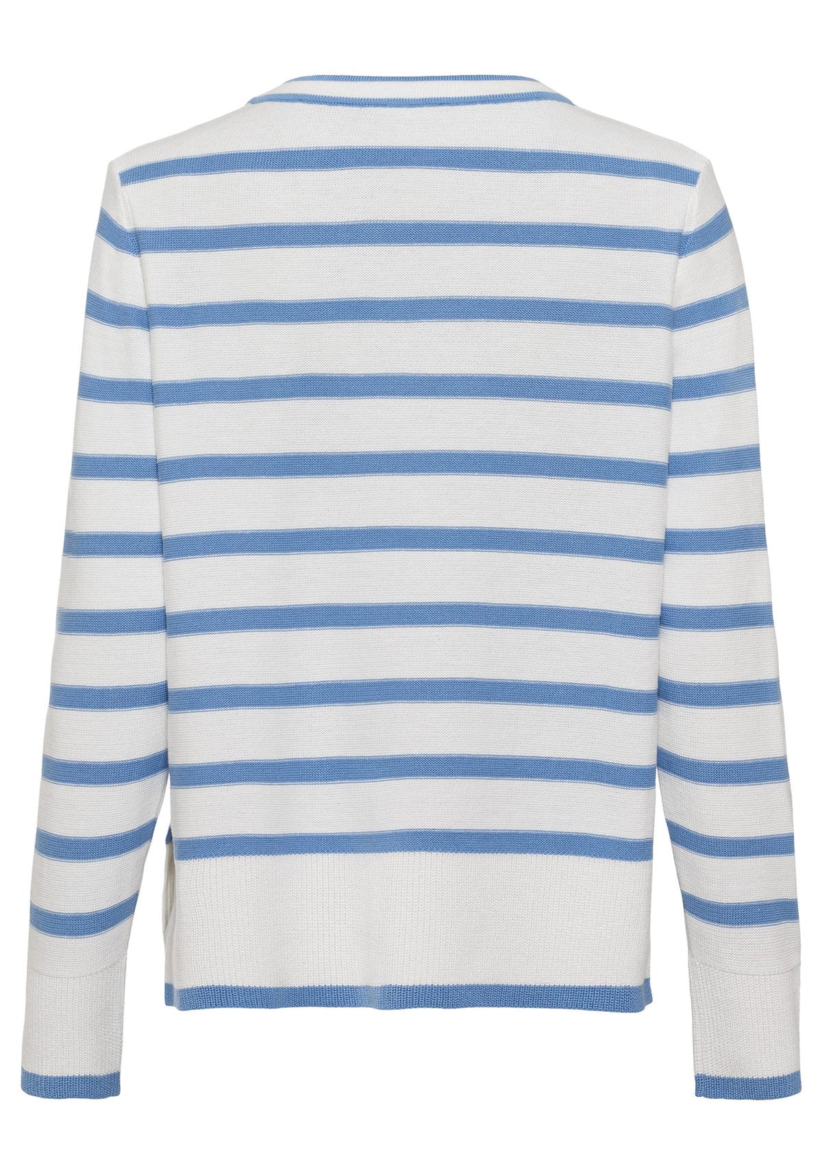 Long Sleeve Cotton Blend Round Neck Stripe Pullover