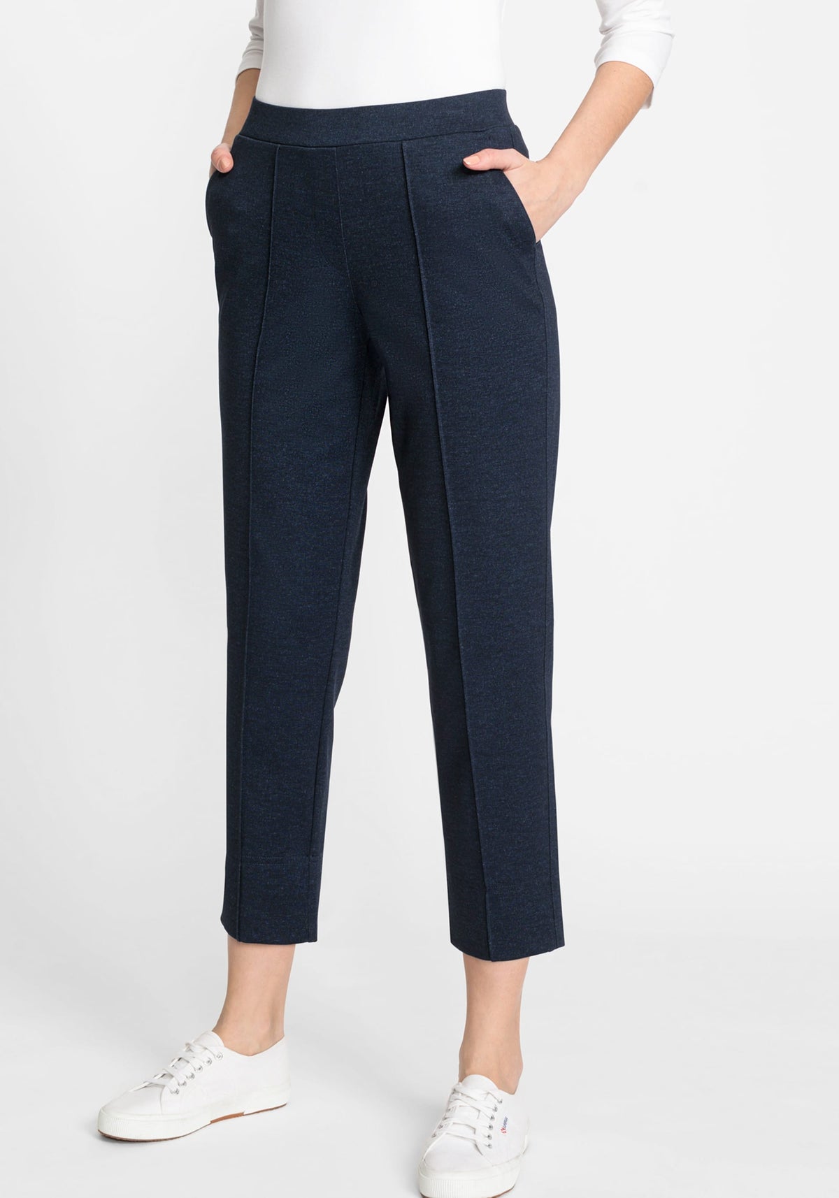 Mona Fit Straight Leg Pull-On Jersey Cropped Pant