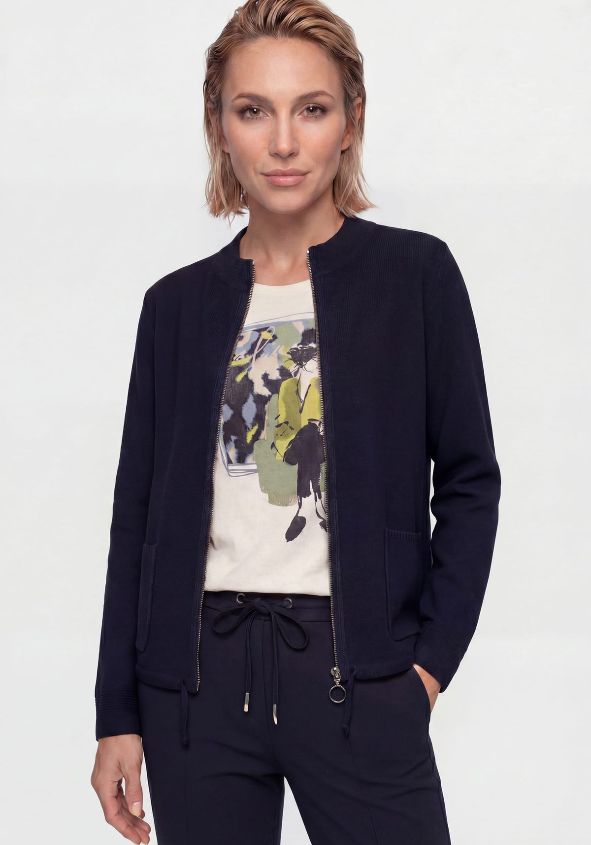 Zip Front Mock Neck Cardigan