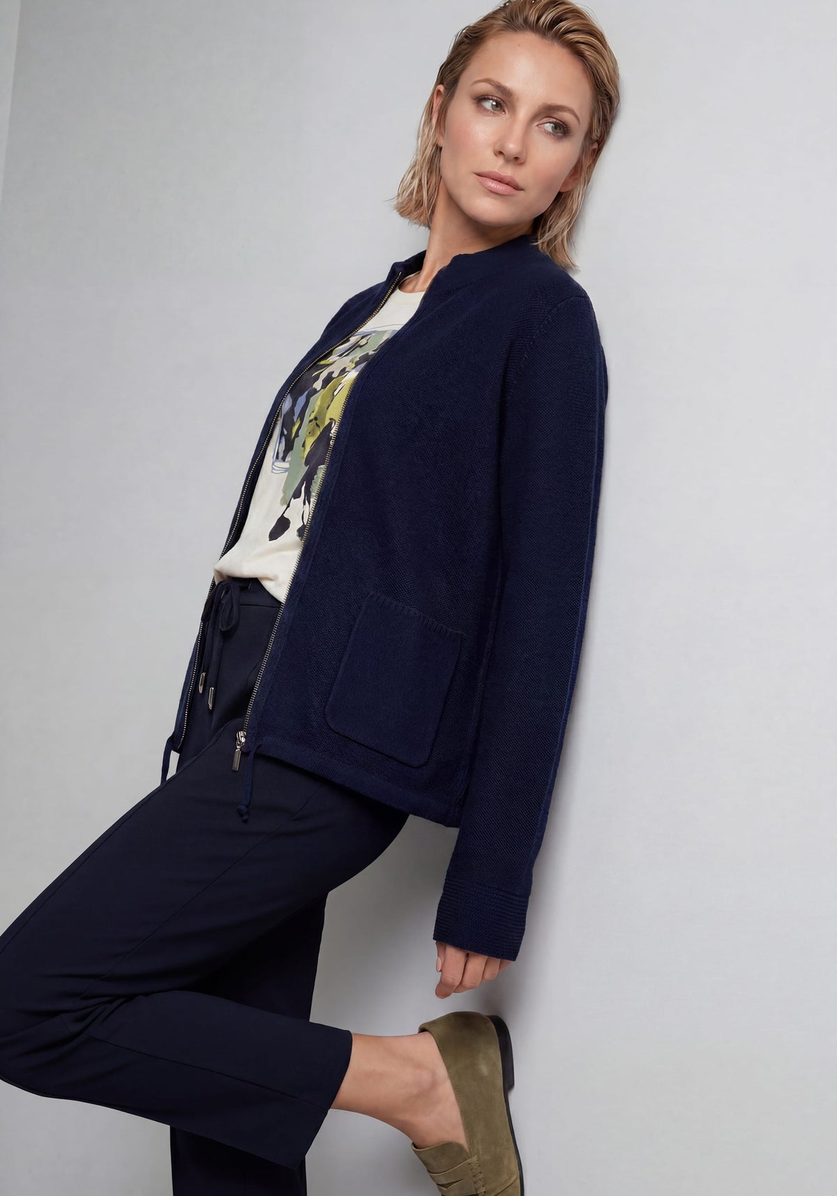 Zip Front Mock Neck Cardigan