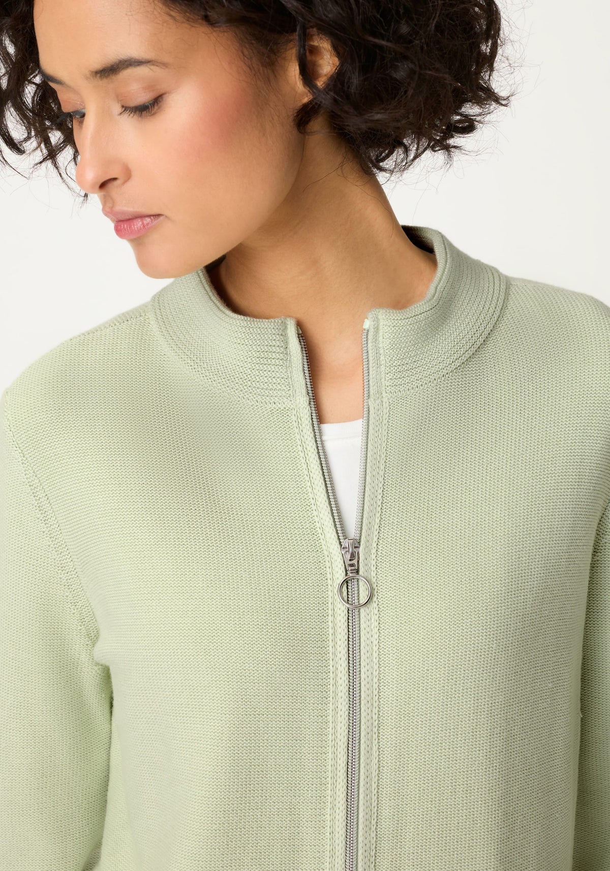 Zip Front Mock Cardigan