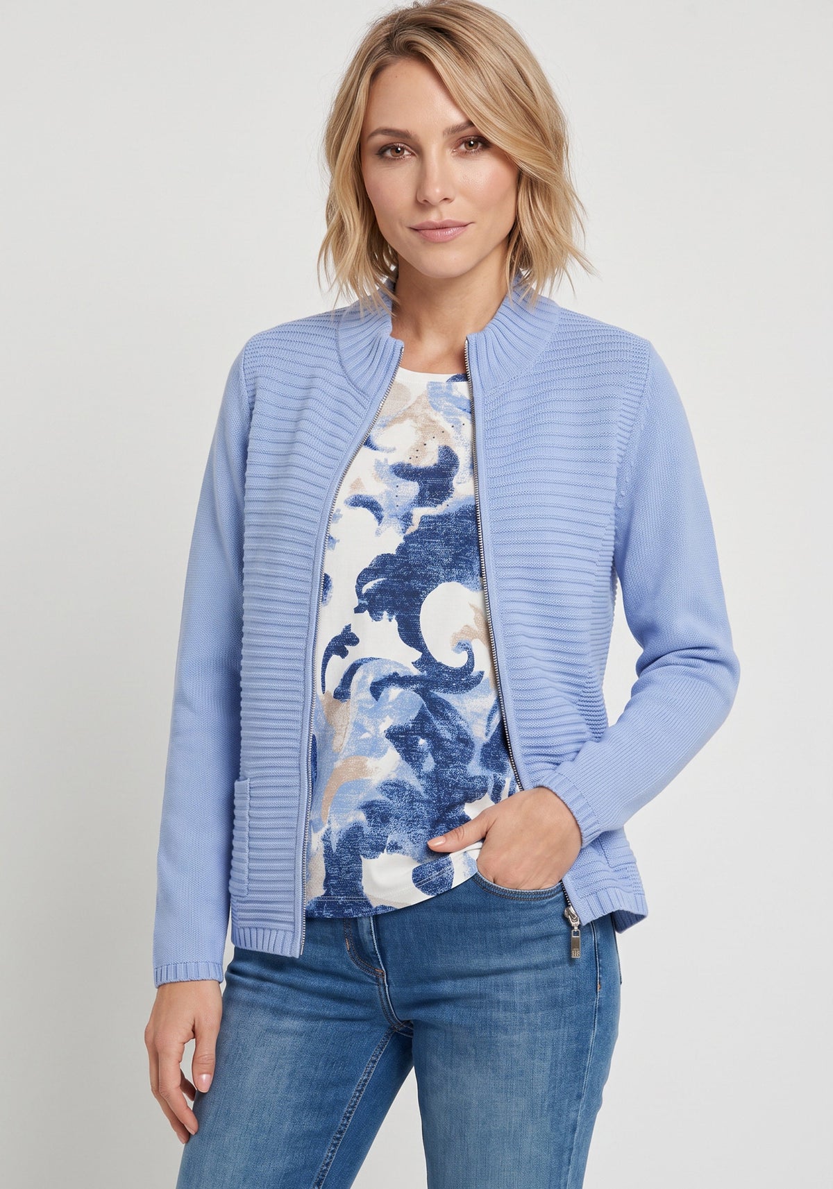 Rib Knit Zip Cardigan