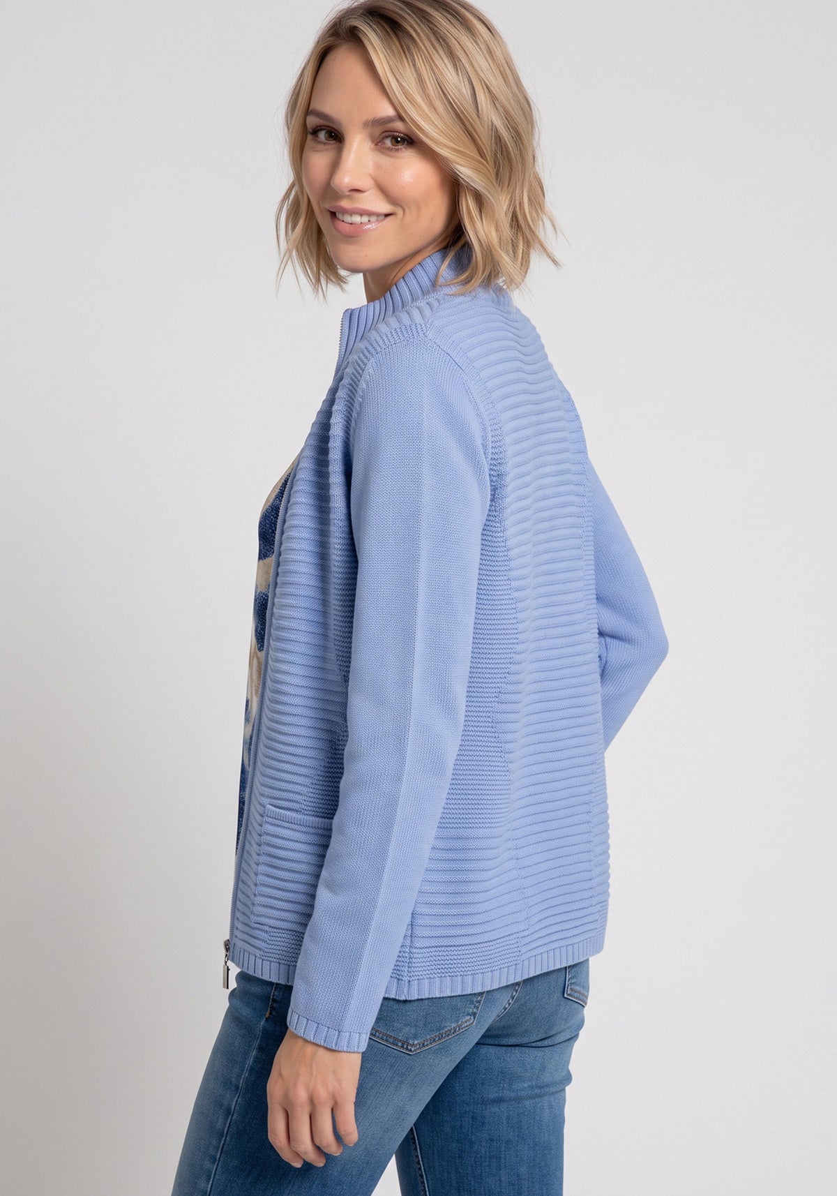 Rib Knit Zip Cardigan