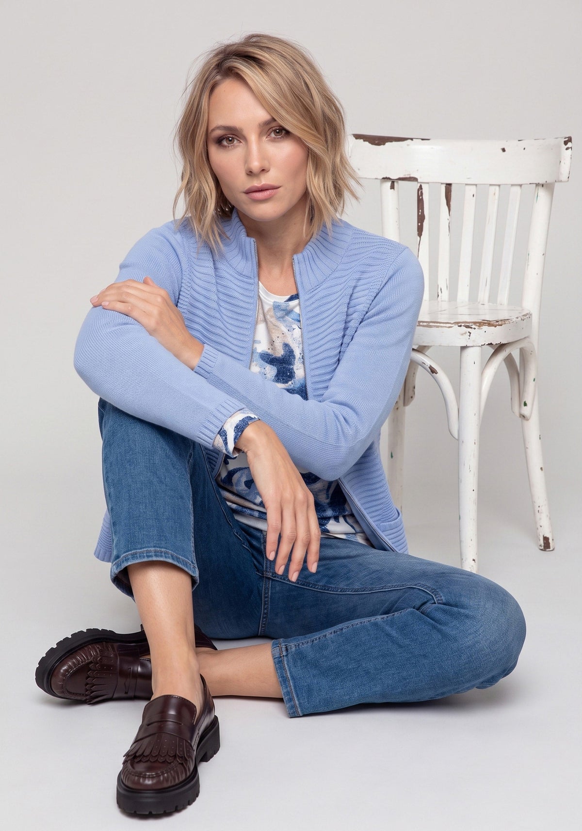 Rib Knit Zip Cardigan