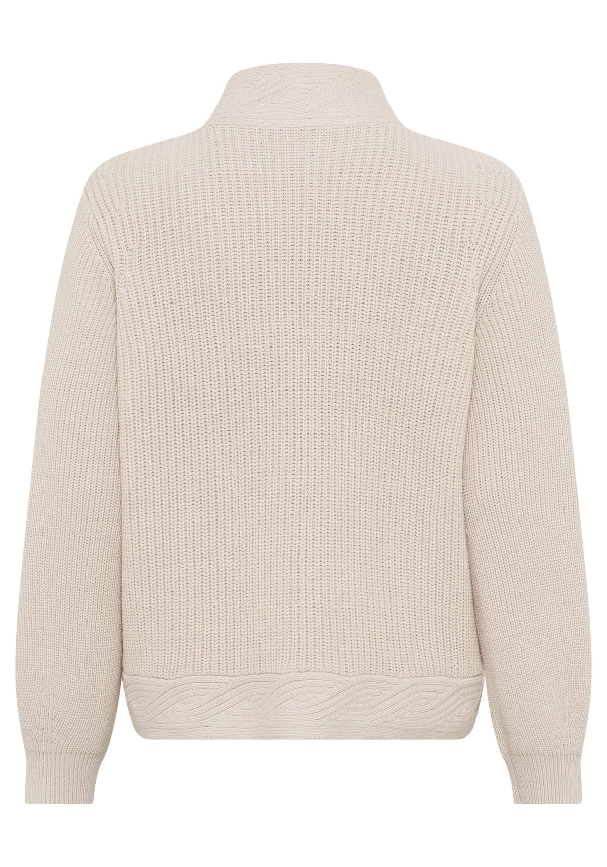 Cotton Blend Long Sleeve Mixed Media Sweater Jacket