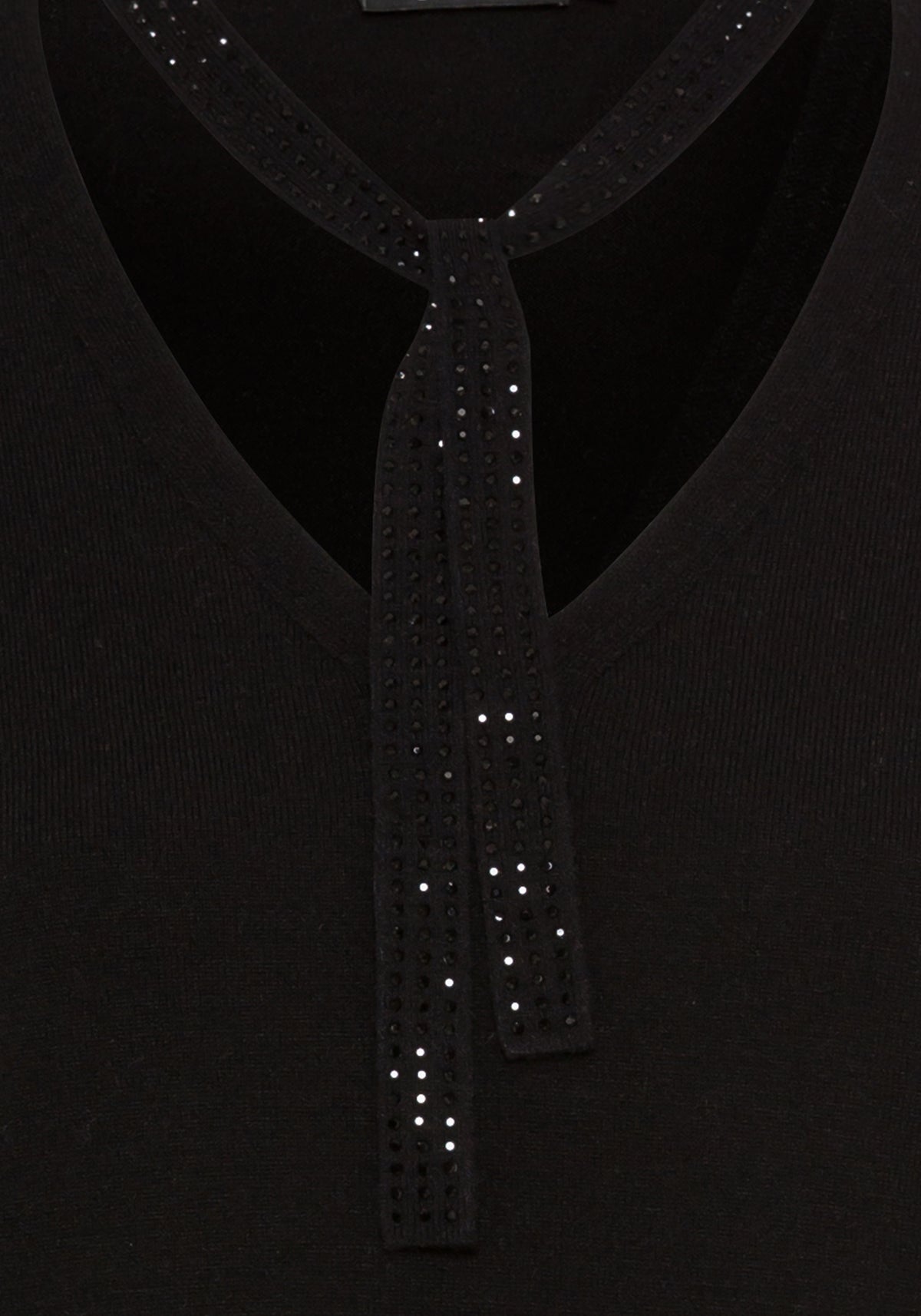 Long Sleeve V-Neck Pullover with Embellished Necktie