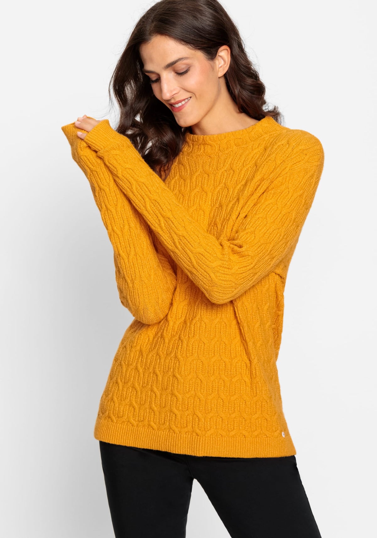 Cotton Blend Long Sleeve Allover Cable Knit Pullover