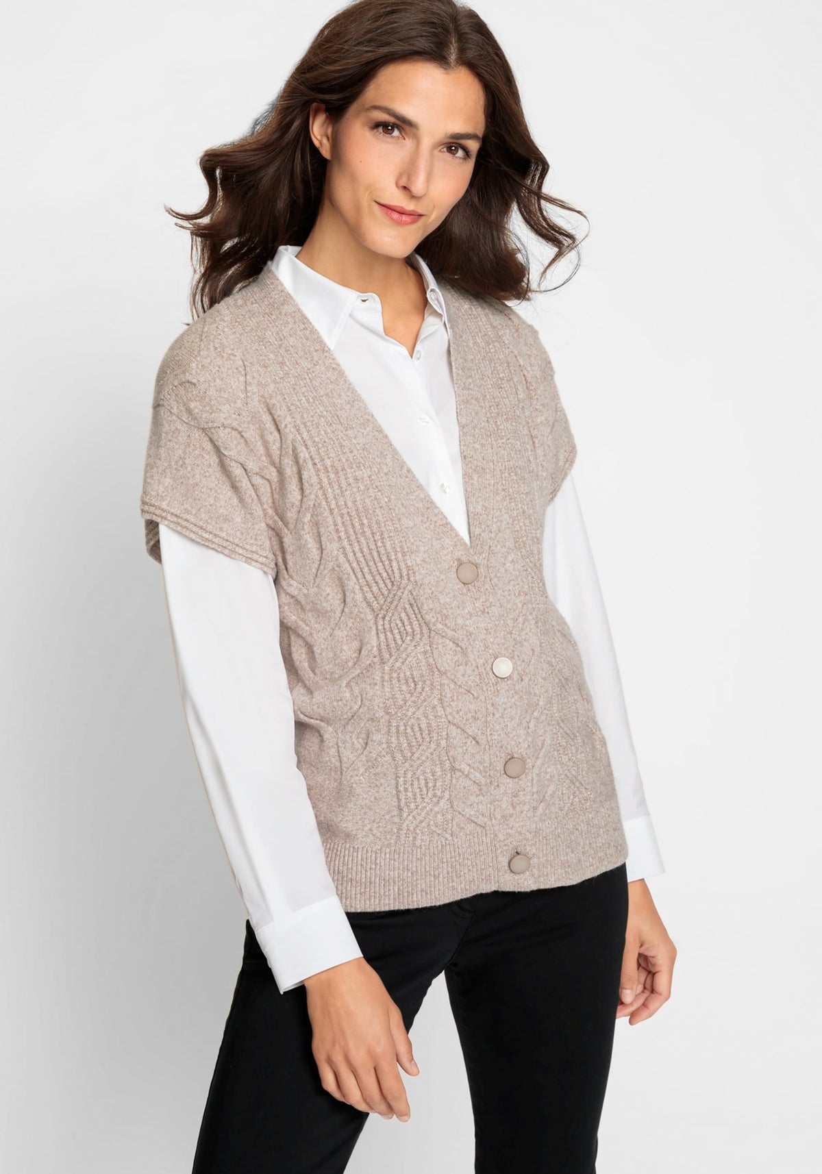 Short Sleeve Cable Cardigan