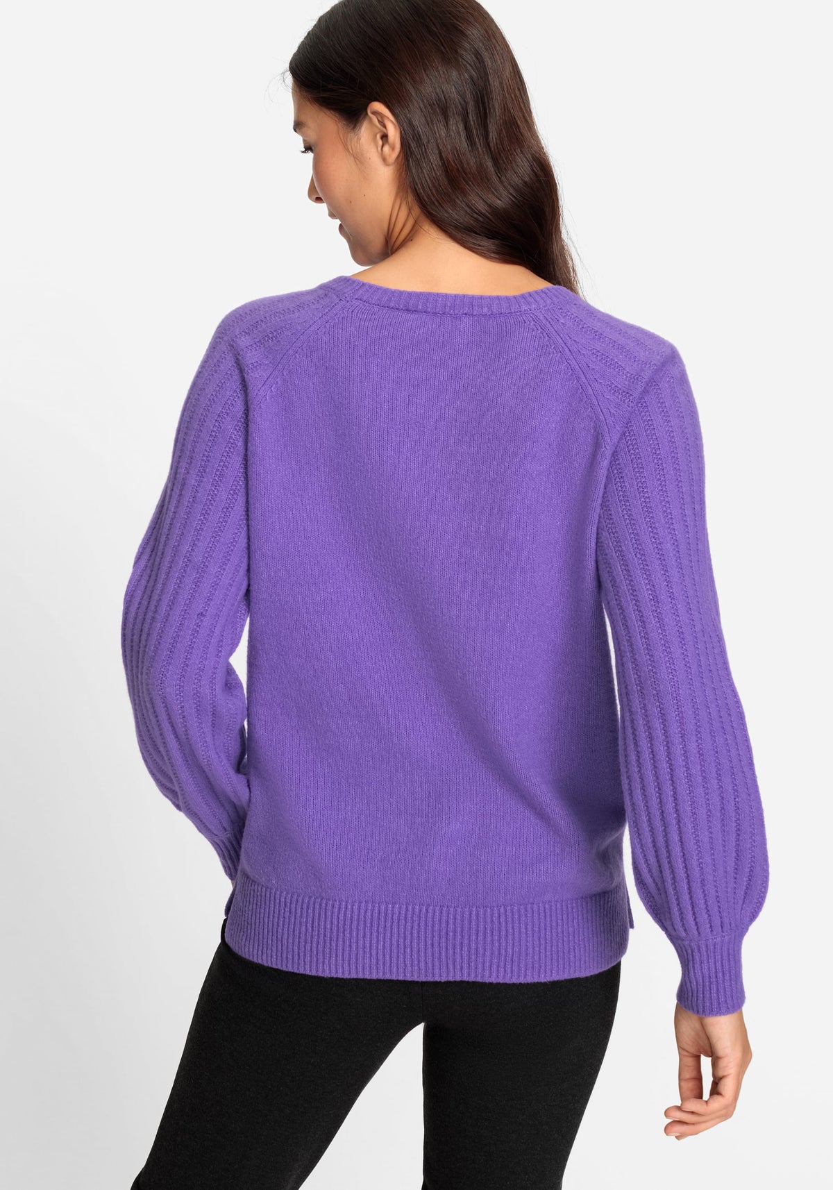 Cotton Blend Long Sleeve Jewel Neck Pullover
