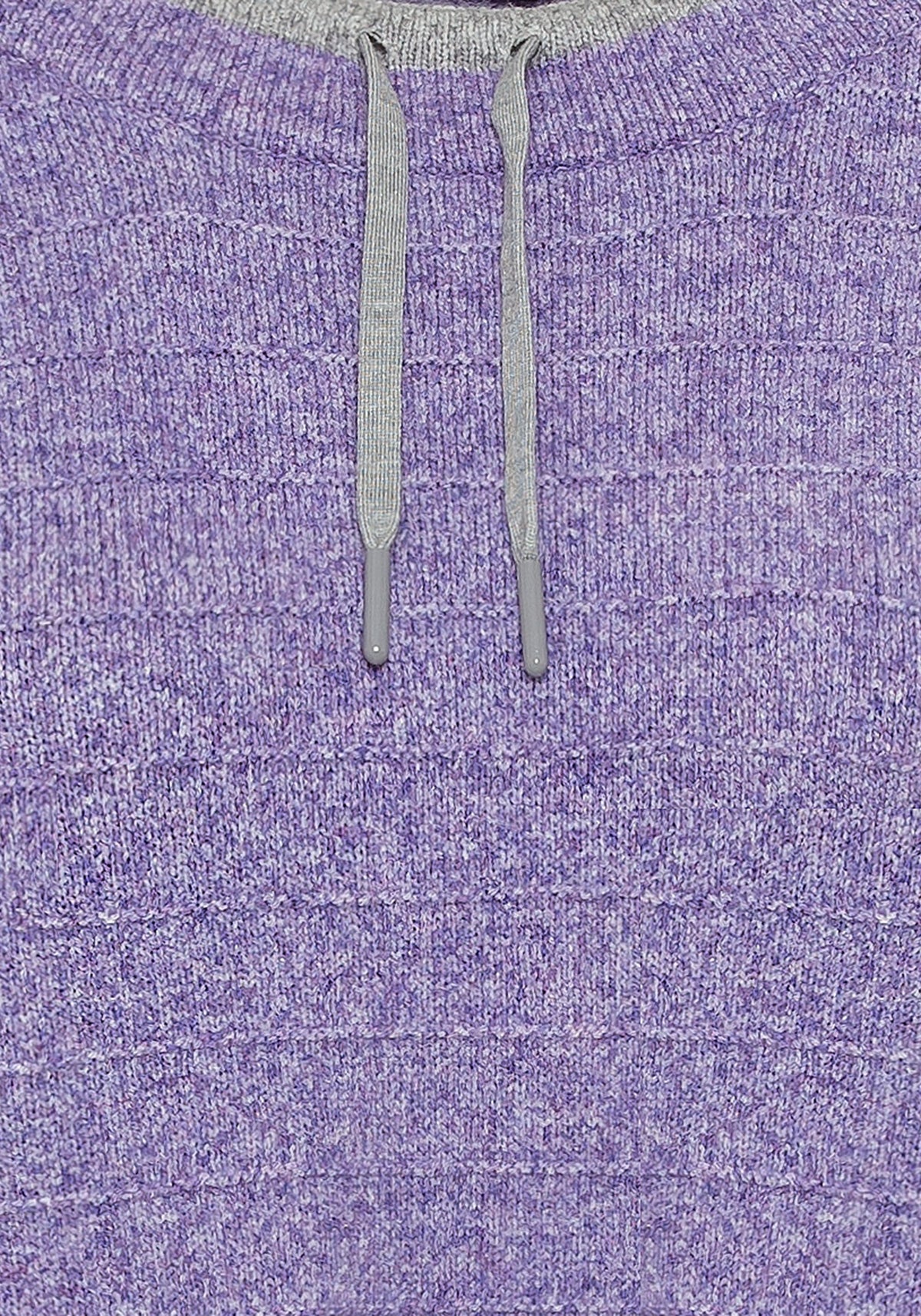 Long Sleeve Drawstring Jewel Neck Mélange Knit Sweater