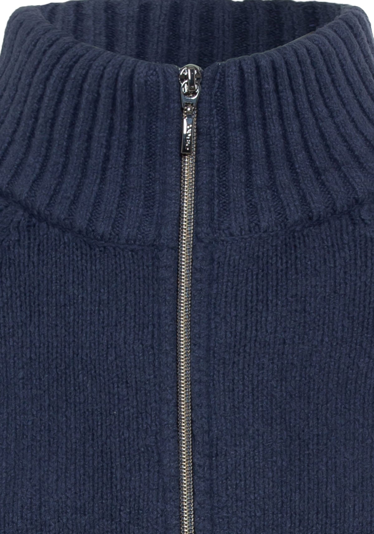 Elbow Sleeve Cotton Blend Zip Front Cardigan