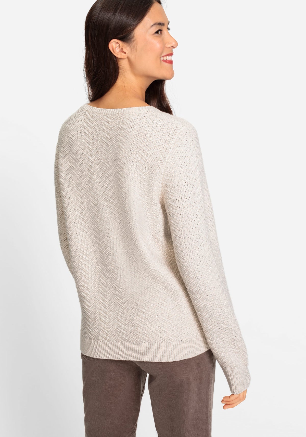 Cotton Blend Long Sleeve Lurex Sweater