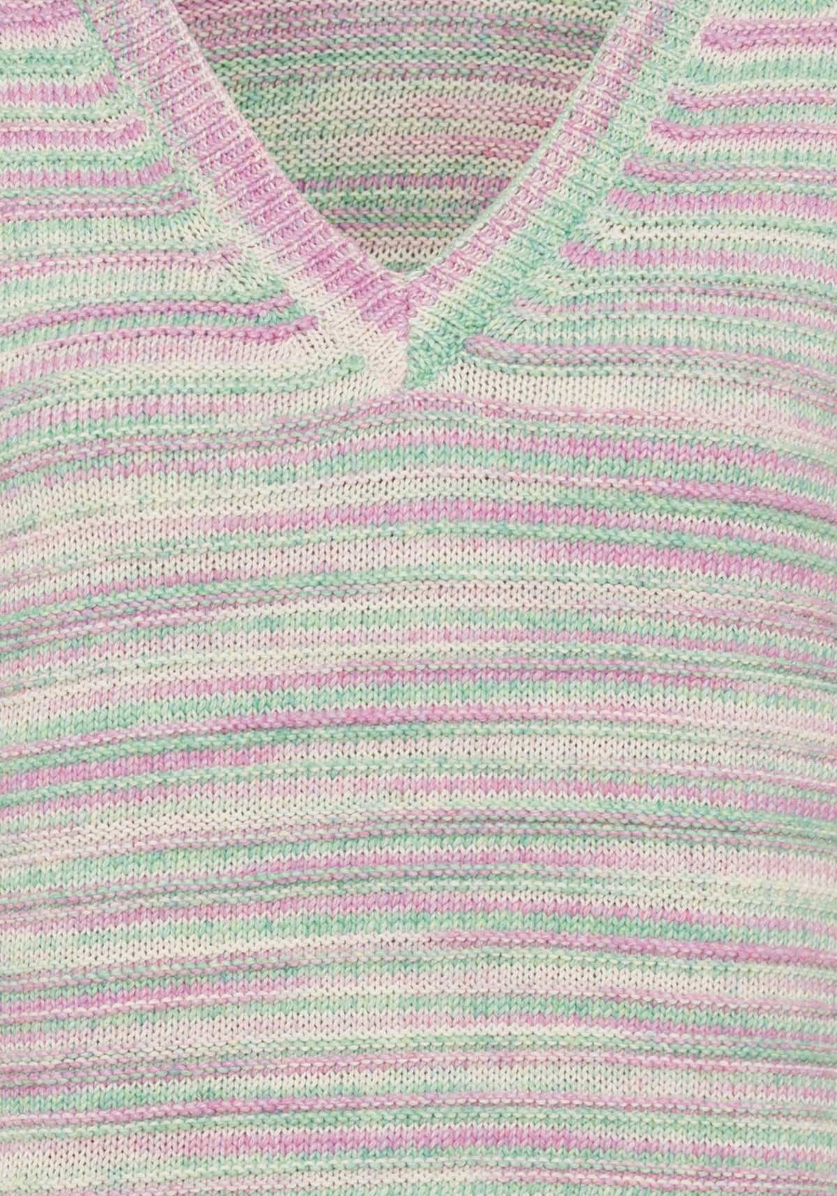 Cotton Blend Long Sleeve Multi-Colour V-Neck Pullover