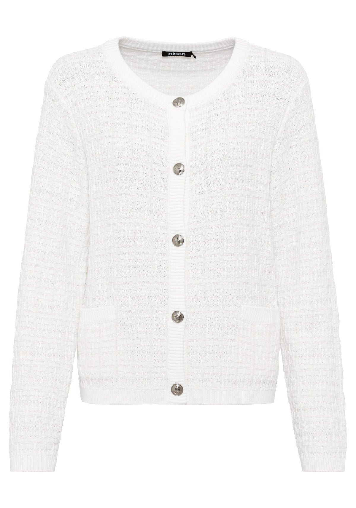 100% Cotton Long Sleeve Tweed Knit Cardigan