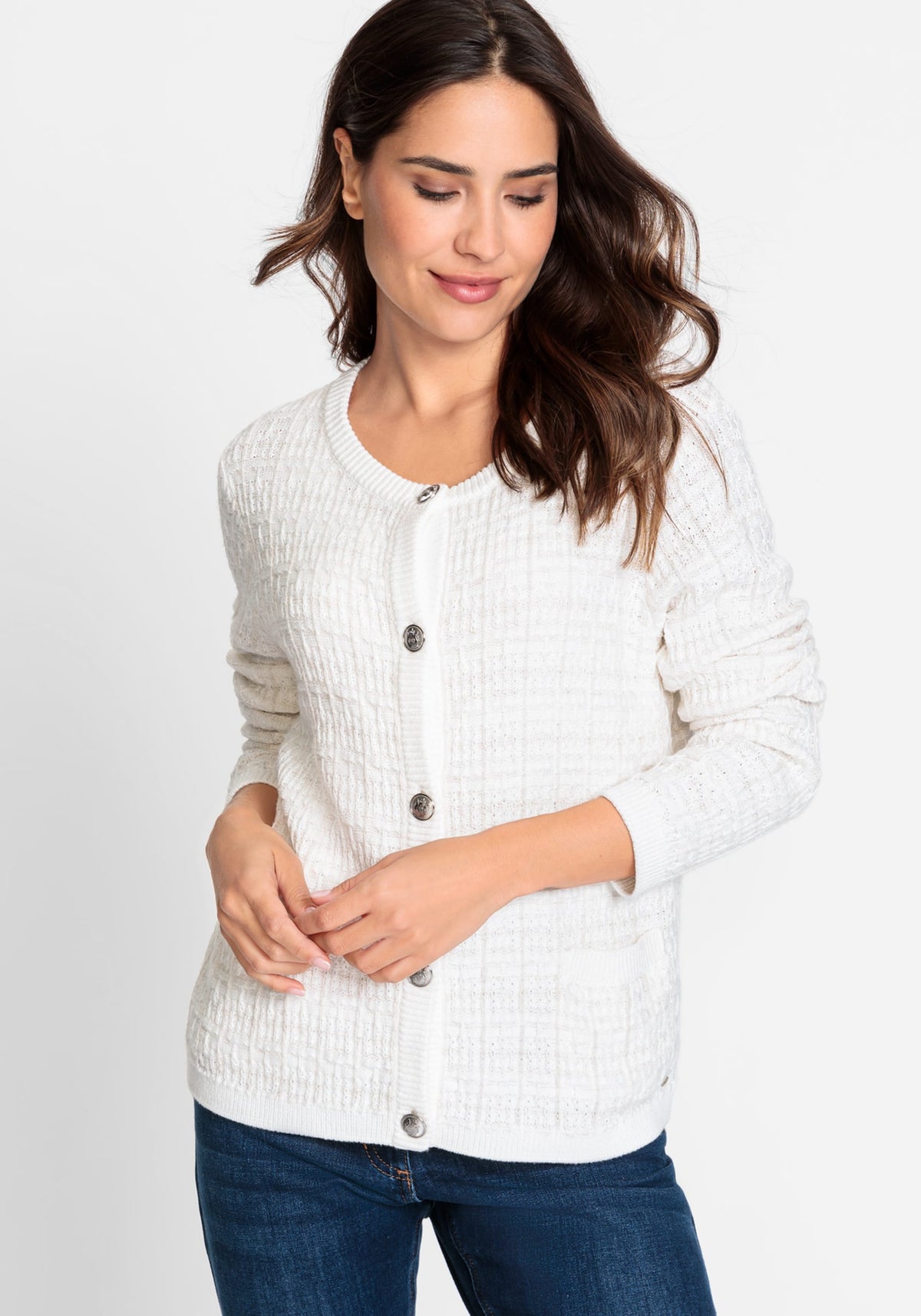 100% Cotton Long Sleeve Tweed Knit Cardigan