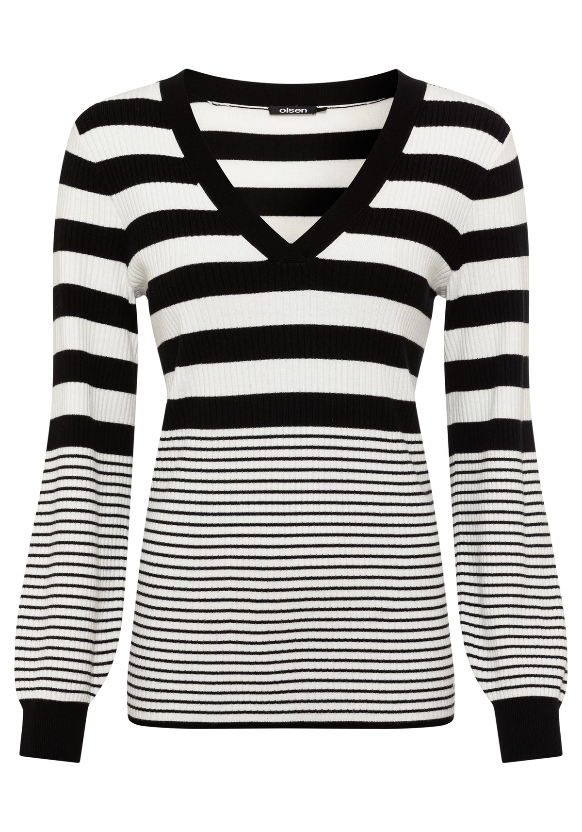 Long Sleeve Varied Stripe V-Neck Sweater