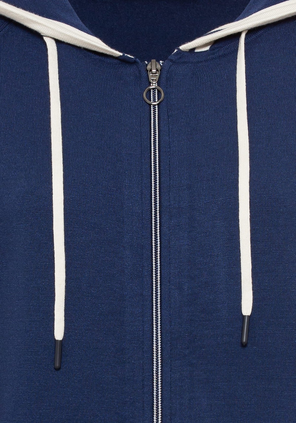 3/4 Sleeve Zip Front Knit Hoodie