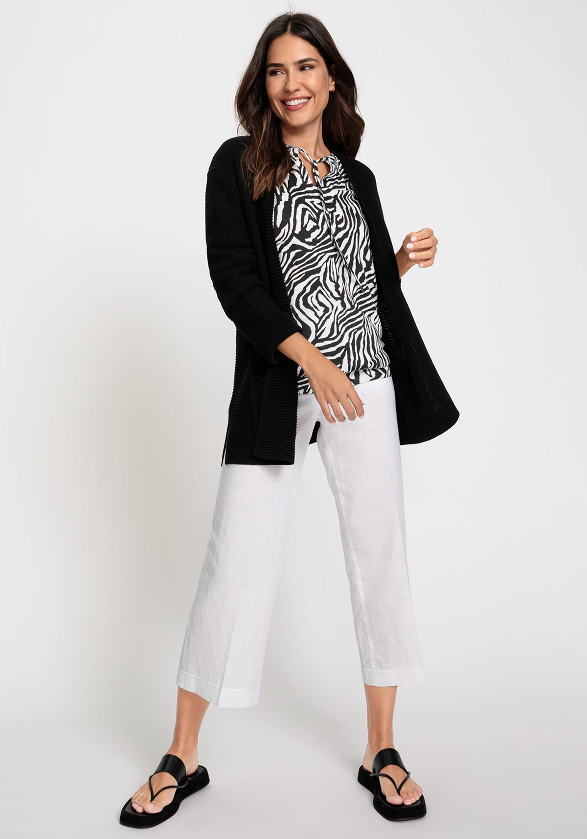100% Cotton Long Sleeve Open Front Cardigan