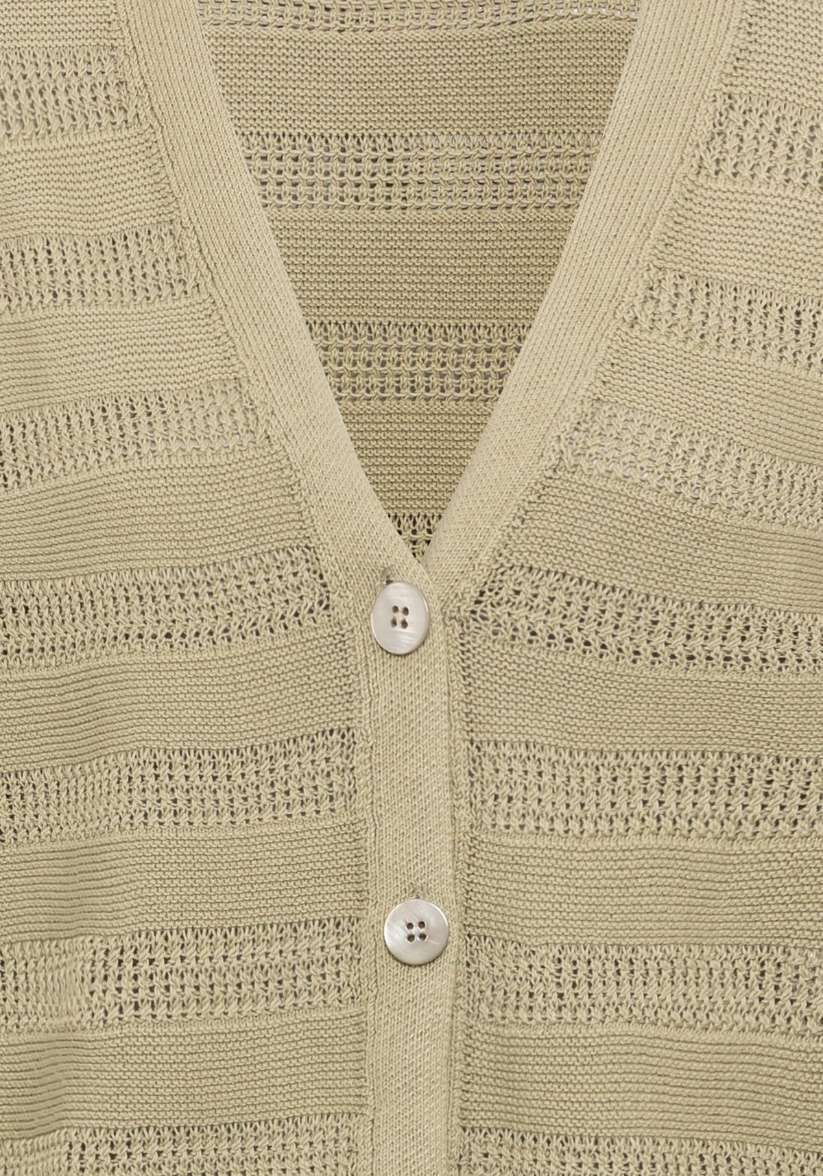Cardigan à manches 3/4 en coton et lin à rayures au crochet