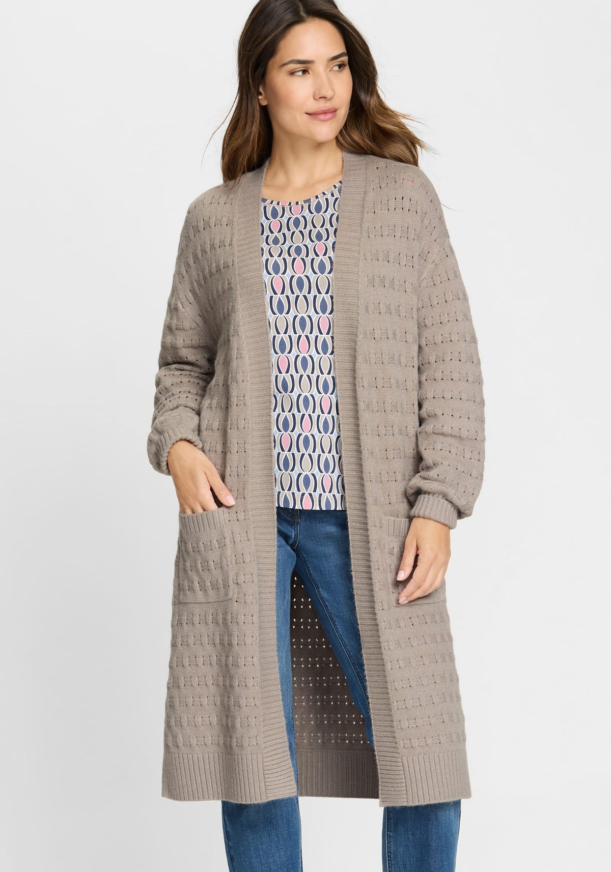 Stitch Interest Longline Cardigan