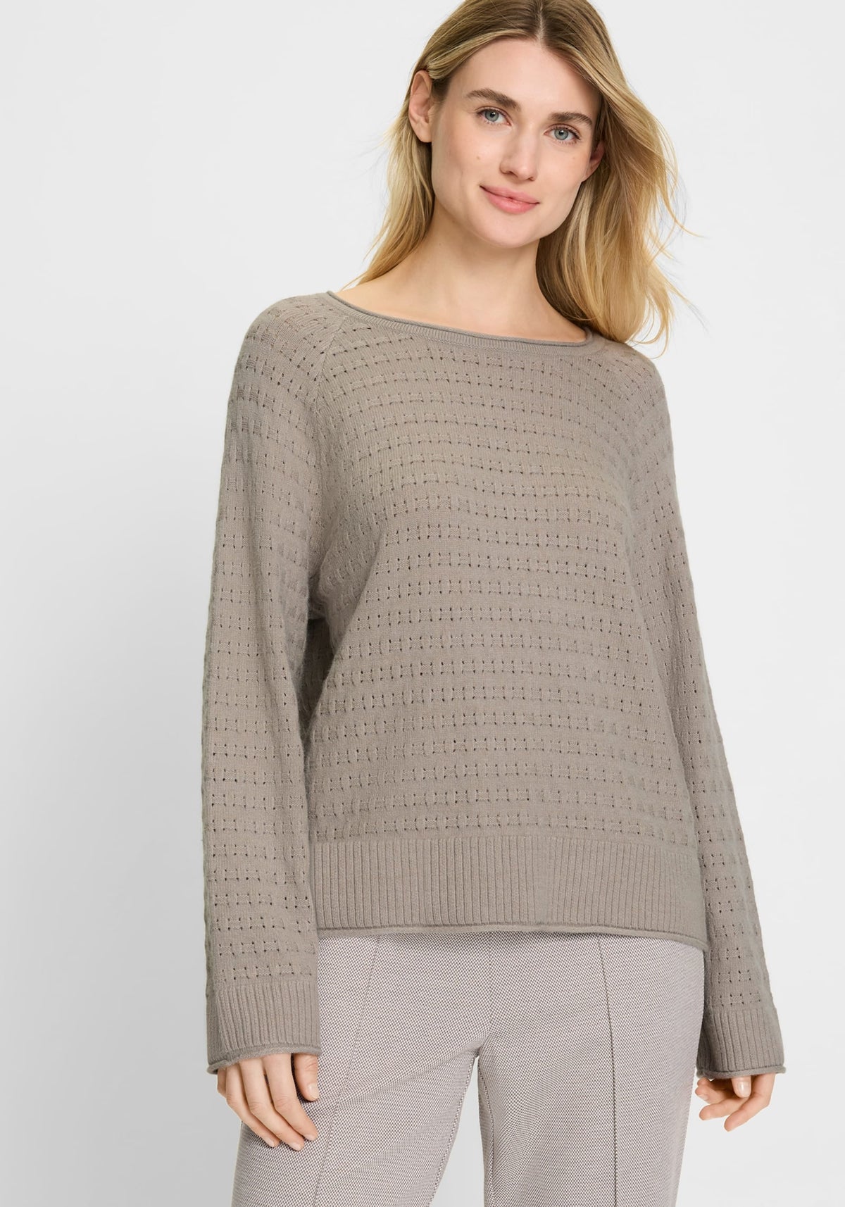 Stitch Interest Boat Neck Sweater