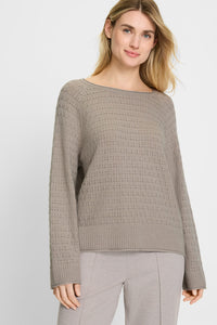 Stitch Interest Boat Neck Sweater