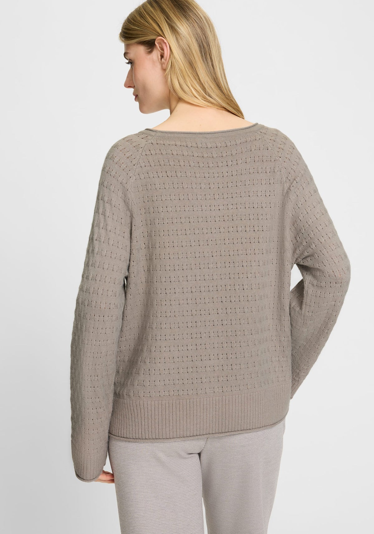 Stitch Interest Boat Neck Sweater