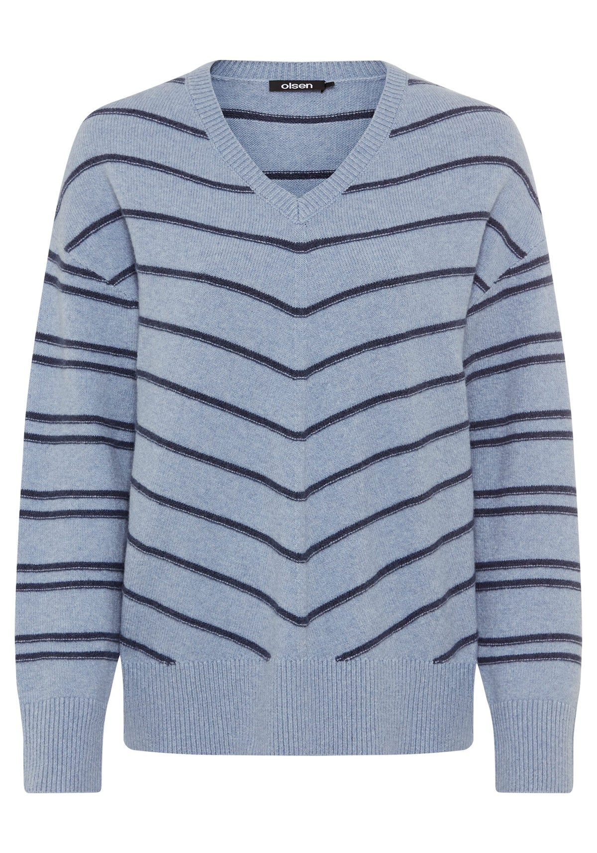 Chevron Stripe V-Neck Sweater