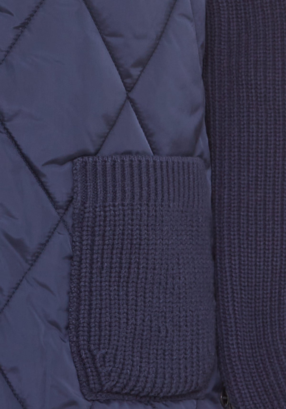 Quilted Mixed Media Zip Front Cardigan