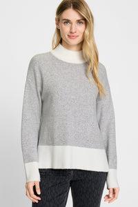 Mélange Knit Mock Neck Sweater