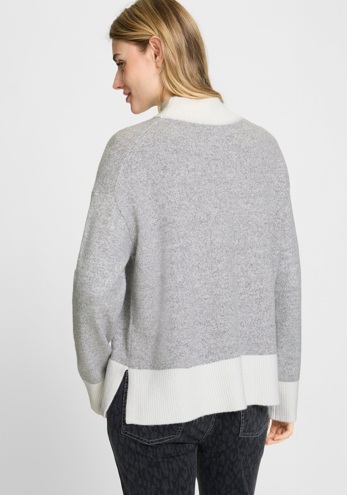 Mélange Knit Mock Neck Sweater
