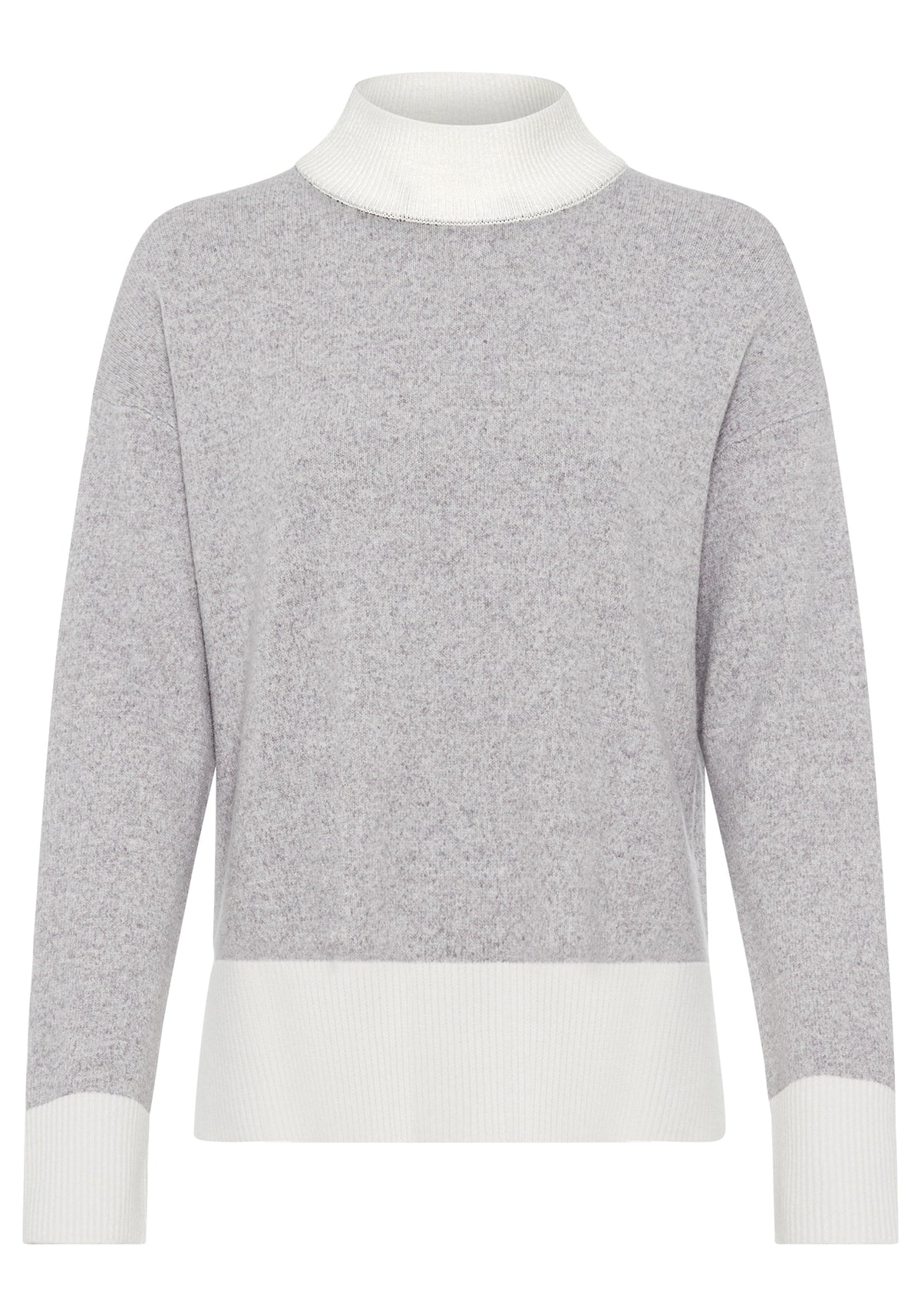 Mélange Knit Mock Neck Sweater