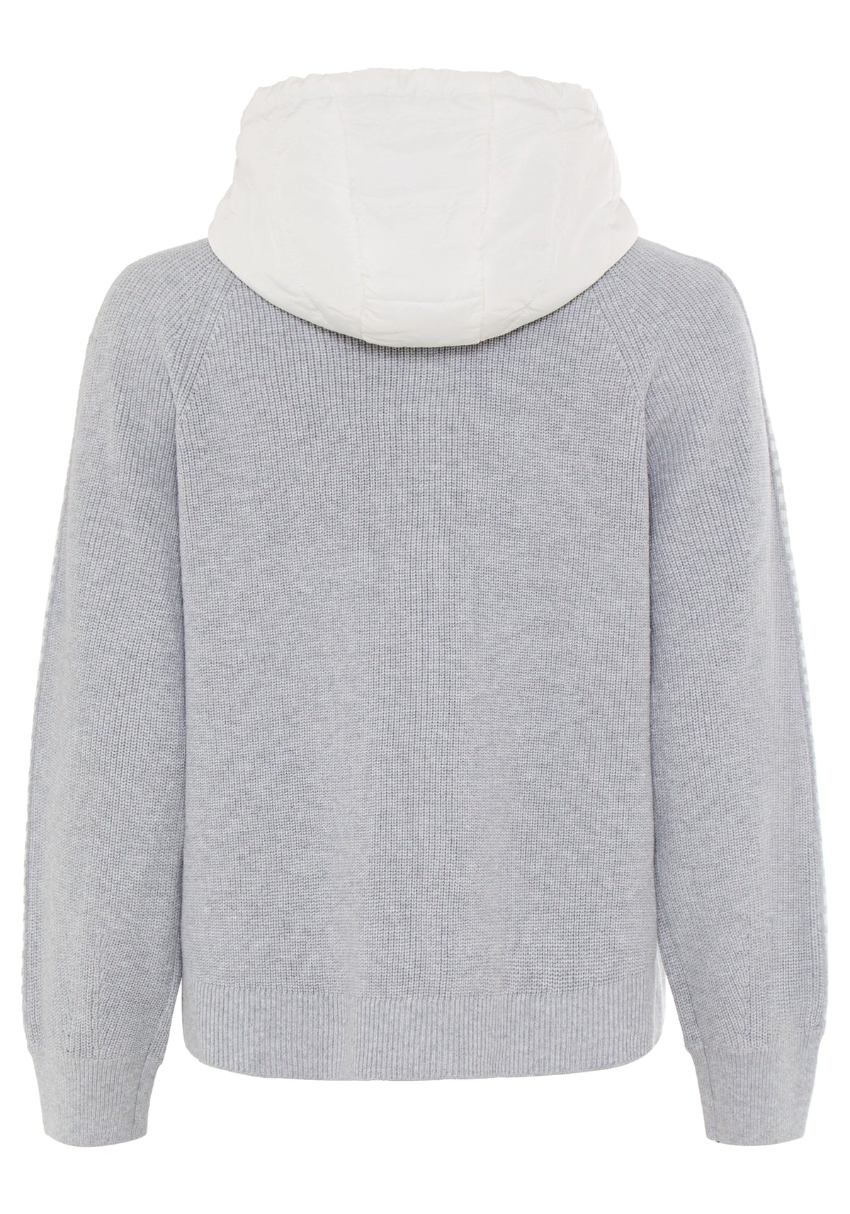 Zip Front Mixed Media Hooded Jacket