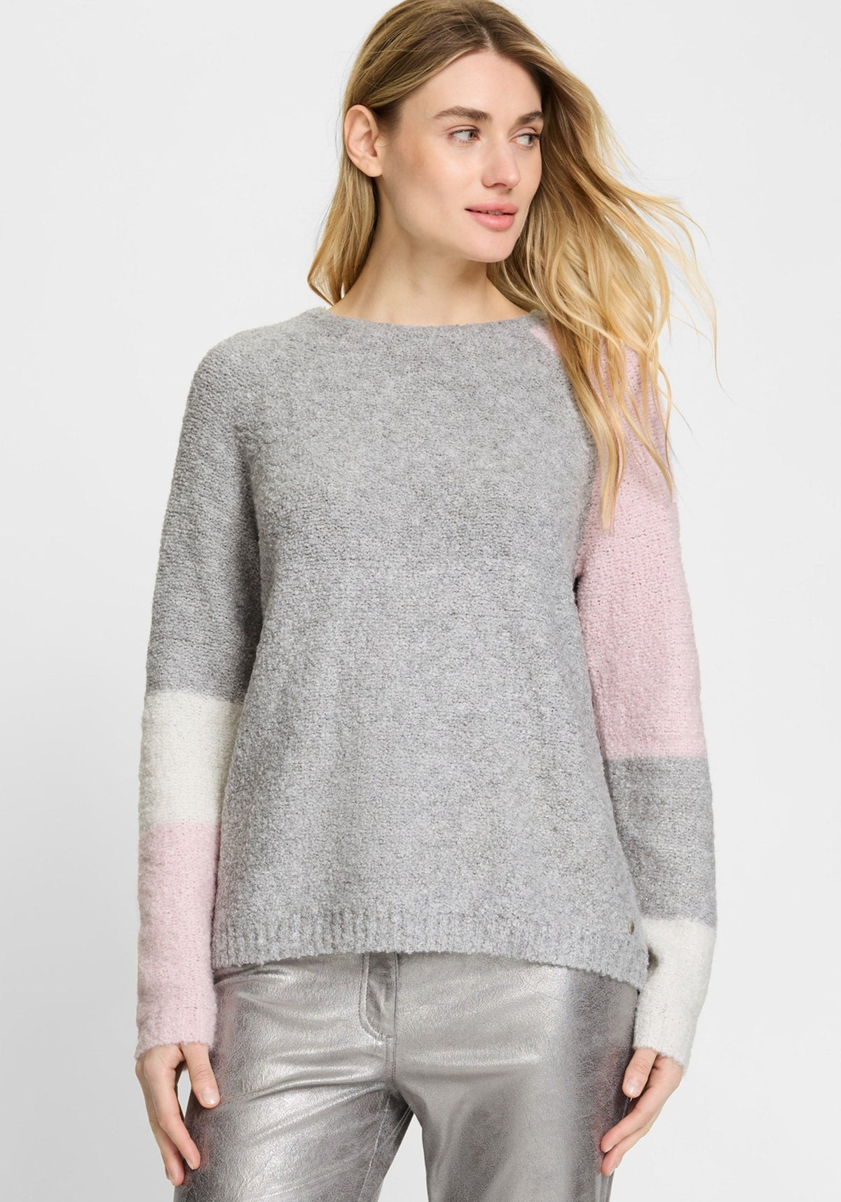 Colour Block Bouclé Sweater