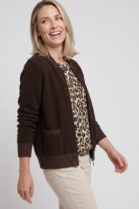 Bouclé Zip Cardigan