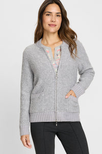 Bouclé Zip Front Cardigan