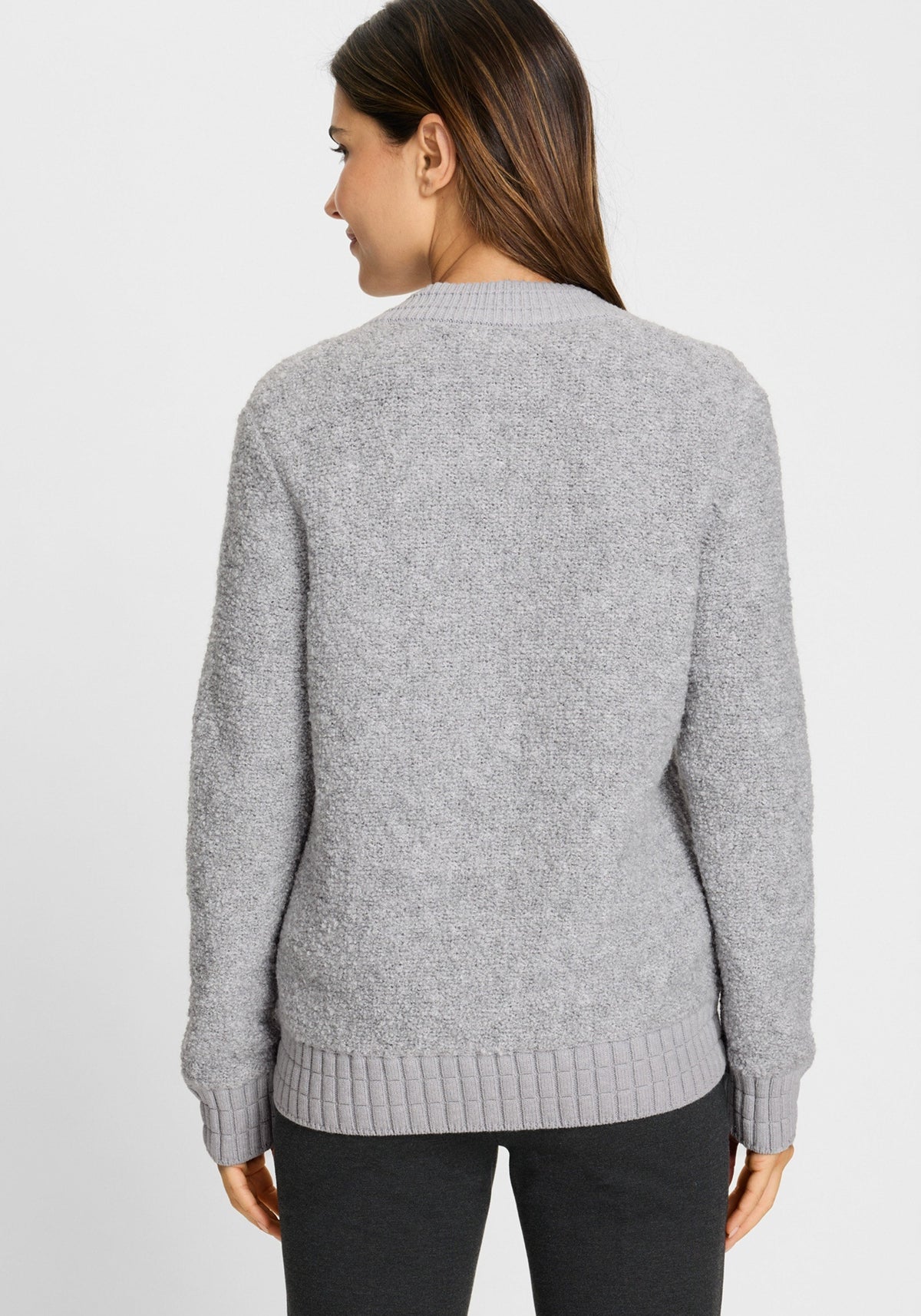 Bouclé Zip Front Cardigan