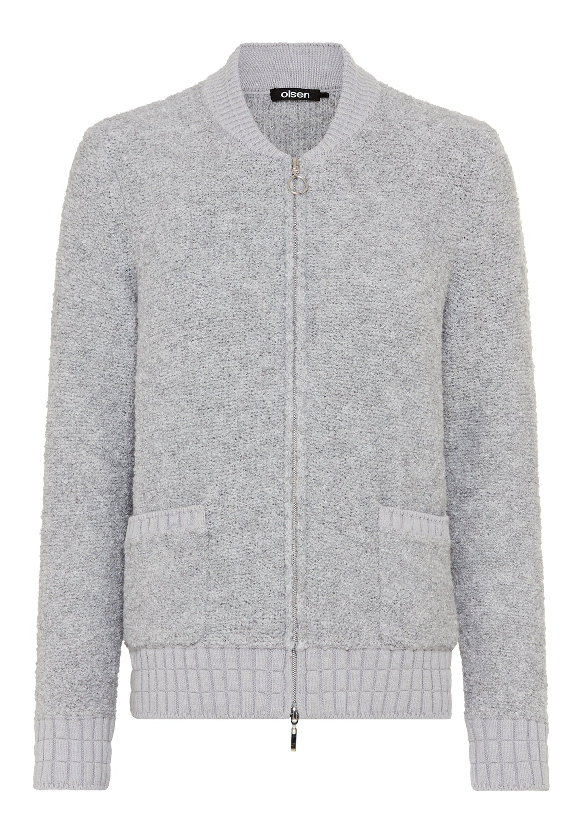 Bouclé Zip Front Cardigan