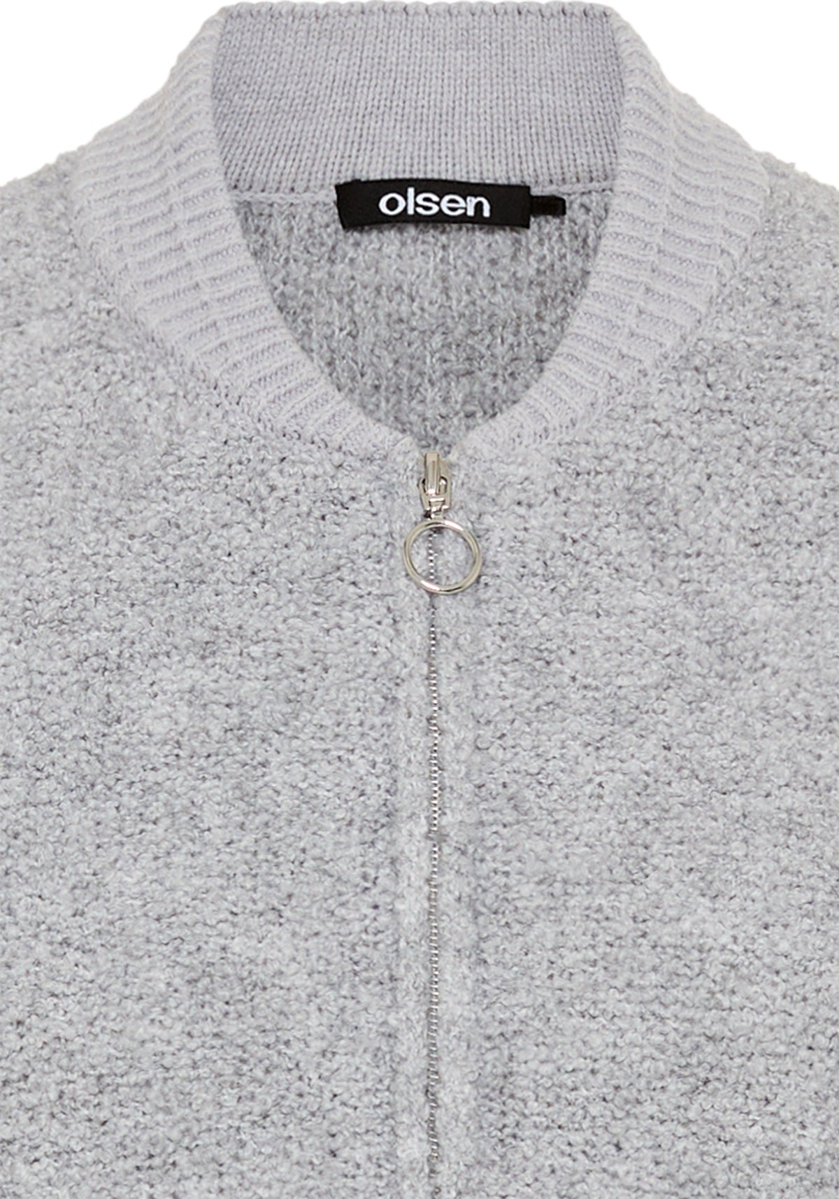 Bouclé Zip Front Cardigan